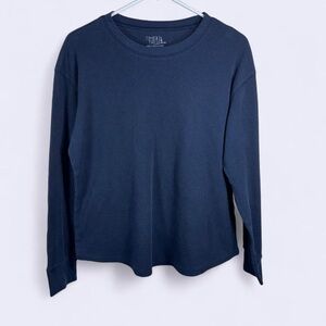 Time and Tru Navy Blue Waffle Knit Long Sleeve Top